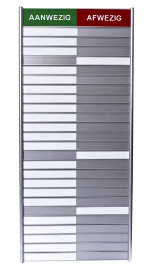 Aan- afwezigheidsbord voor 25 namen-1