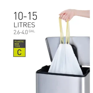 Afvalzak EKO MDPE type C met trekband 45x50cm 10-15L wit rol à 20 stuks-1