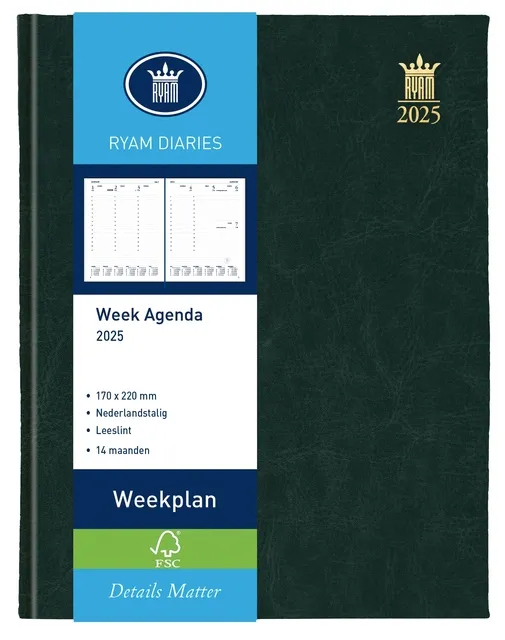 Agenda 2025 Ryam Weekplan Mundior 7dagen/2pagina's zwart-1