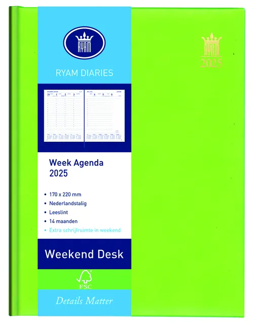 Agenda 2025 Ryam Weekplan Weekend Desk Lazio 7dagen/2pagina's assorti-1