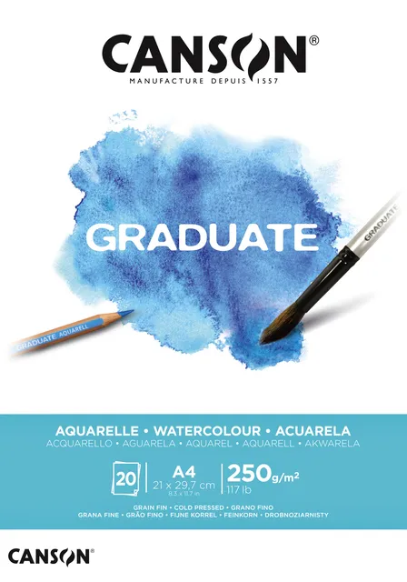 Aquarelblok Canson Graduate A4 250gr 20vel-1