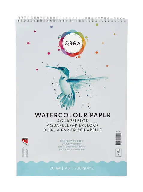 Aquarelblok Qrea A3 20 vel 200gr spiraal-1