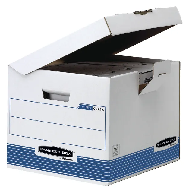 Archiefdoos Bankers Box System flip top kubus wit blauw-1