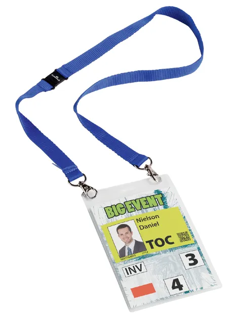 Badge Durable voor evenementen A6 met koord blauw 10 stuks-1