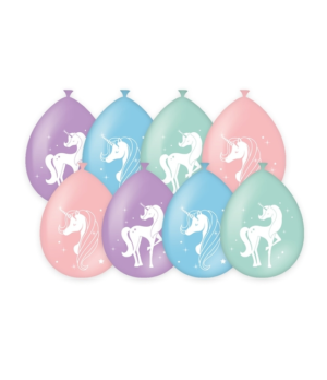Ballonen Unicorn 30 cm 8 stuks pastel-1