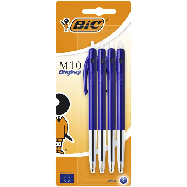 Balpen Bic M10 medium blauw blister à 4st-1