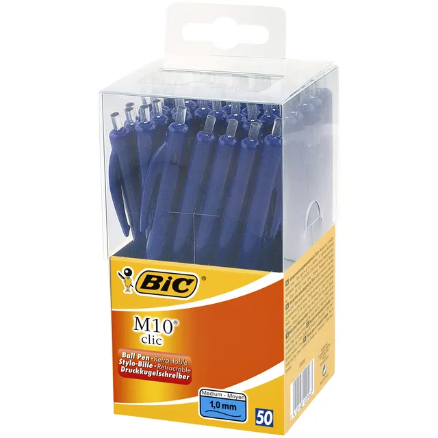 Balpen Bic M10 medium blauw in tubo verpakking-1
