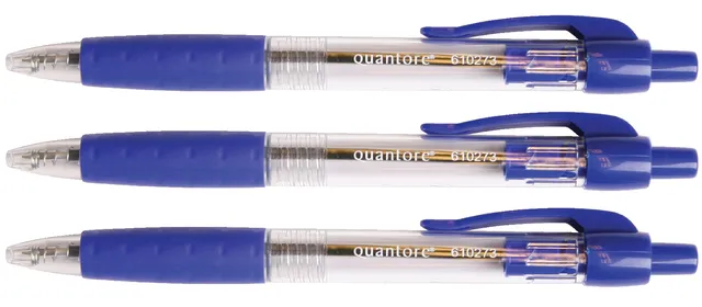 Balpen Quantore Grip drukknop blauw medium-1