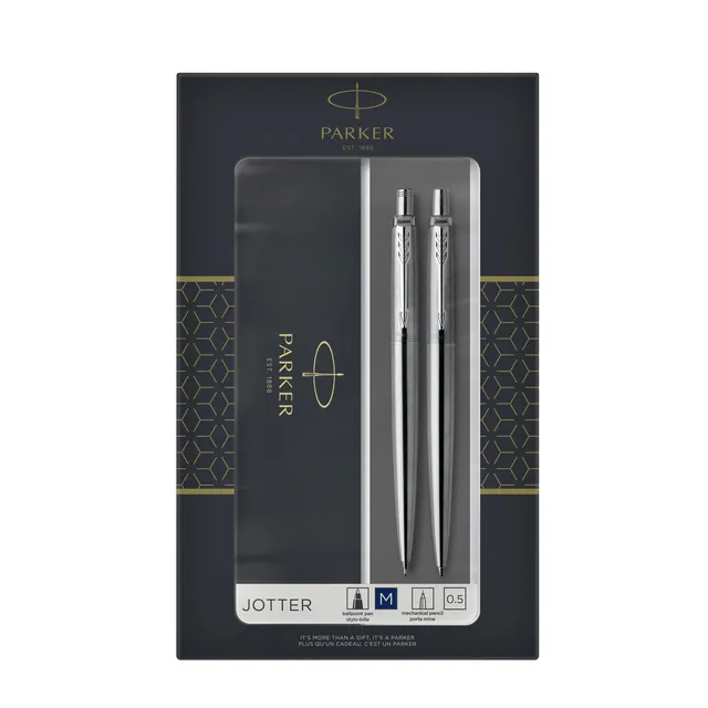 Balpen en vulpotlood Parker Jotter stainless steel CT medium 2 stuks-1
