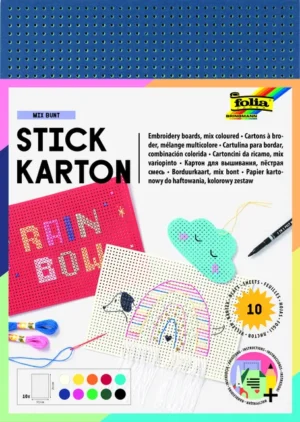 Borduurkaarten Folia 17.5 x x24.5cm 300gr 10 vel assorti-1