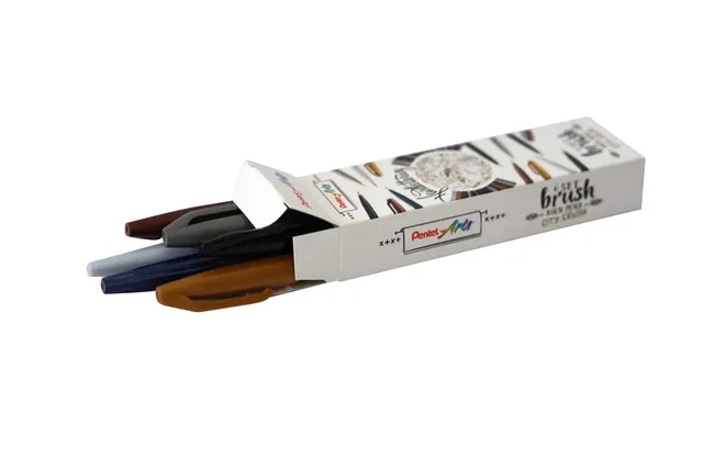 Brushpen Pentel Sign SES15C City Crush assorti doos à 6 stuks-1