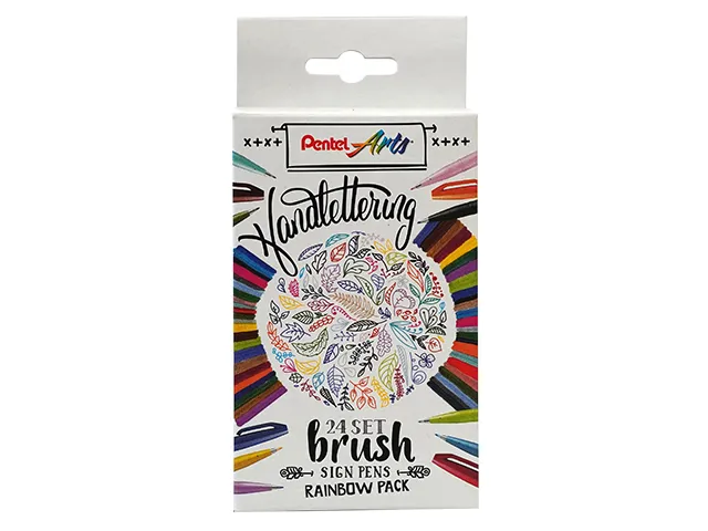 Brushpen Pentel Sign SES15C Rainbow assorti set à 24 stuks-1