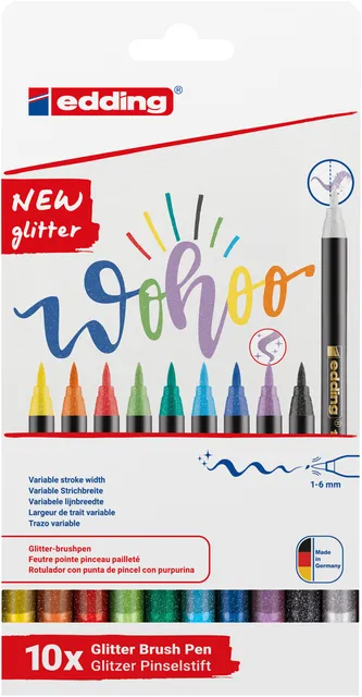 Brushpen edding 1340 glitter assorti set à 10 stuks-1