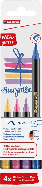 Brushpen edding 1340 glitter assorti set à 4 stuks-1