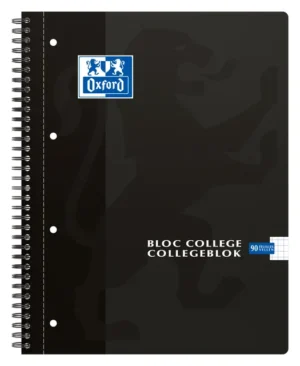 Collegeblok Oxford A4+ ruit 5x5mm 4-gaats 180 pagina's 80gr zwart-1