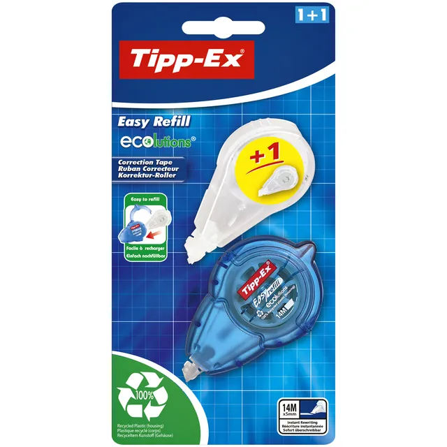Correctieroller Tipp-ex easy refill ecolutions + refill 5mmx14m blister à 1+1-2