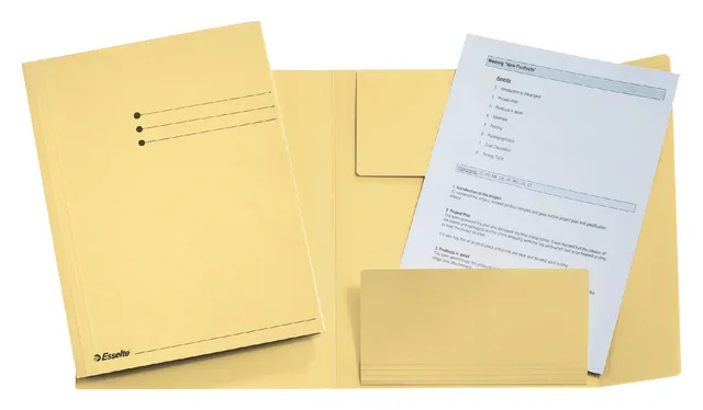 Dossiermap Esselte A4 3 kleppen manilla 275gr geel-1
