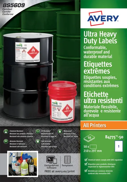 Etiket Avery B4775-50 210x297mm polyethyleen wit 50stuks-1