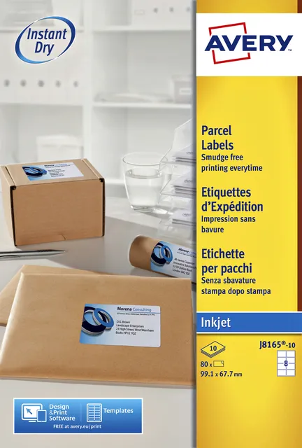 Etiket Avery J8165-10 99.1x67.7mm wit 80stuks-1