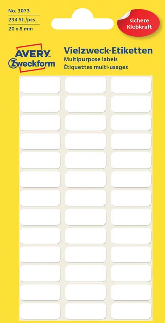 Etiket Avery Zweckform 3073 20x8mm wit 234stuks-1