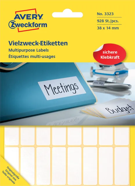 Etiket Avery Zweckform 3323 38x14mm wit 928stuk-1