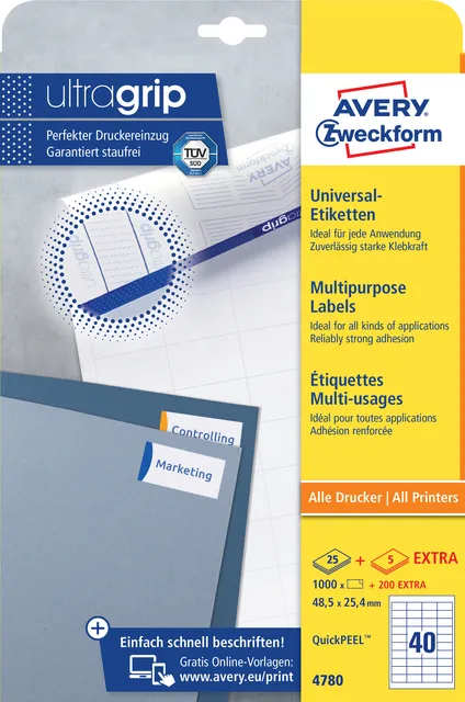 Etiket Avery Zweckform 4780 48.5x25.4mm wit 1000stuks-1