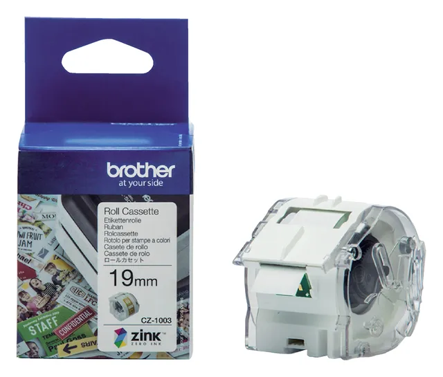 Etiket Brother CZ-1003 multifunctioneel 19mm 1 rol á 5m wit-1