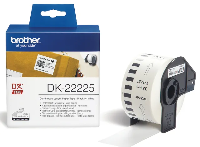 Etiket Brother DK-22225 doorlopend 38mm 1 rol á 30m wit-1