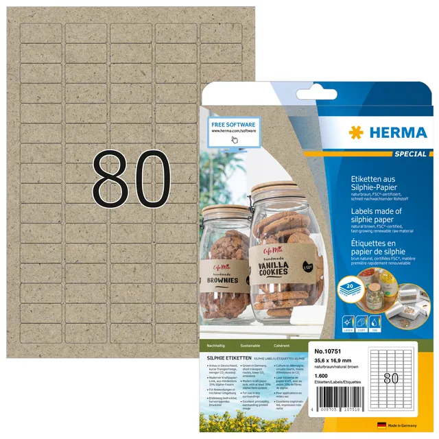 Etiket HERMA 10751 35.6x16.9mm silphie bruin 1600 stuks-1