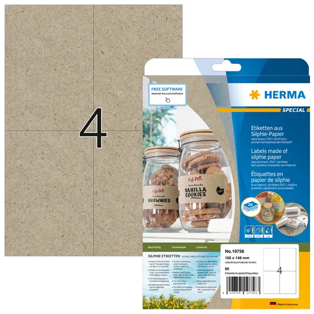 Etiket HERMA 10756 105x148 mm silphie bruin 80 stuks-1
