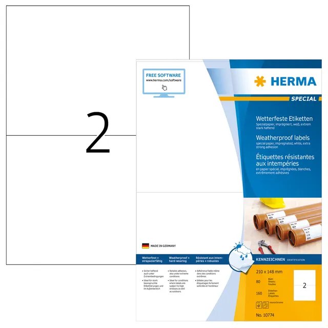 Etiket HERMA 10774 210x148mm weerbestendig wit 160stuks-1