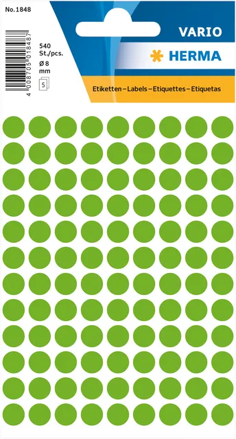 Etiket HERMA 1848 rond 8mm fluor groen 540stuks-1