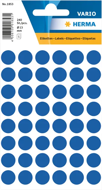 Etiket HERMA 1853 rond 13mm donkerblauw 240stuks-1