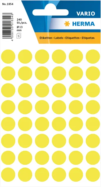Etiket HERMA 1854 rond 12mm fluor geel 240stuks-1