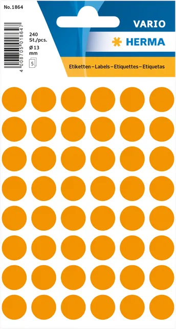 Etiket HERMA 1864 rond 12mm fluor oranje 240stuks-1