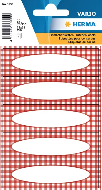 Etiket HERMA 3639 keuken ruit rood-1