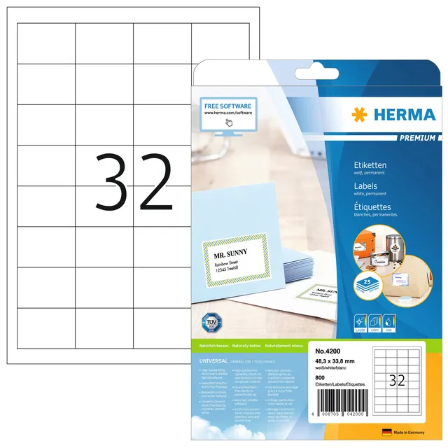 Etiket HERMA 4200 48.3x33.8mm premium wit 800stuks-1