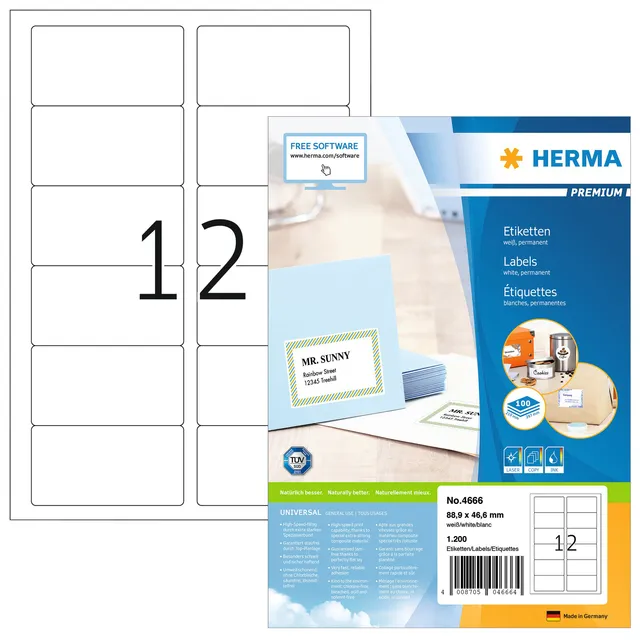 Etiket HERMA 4666 88.9x46.6mm premium wit 1200stuks-1