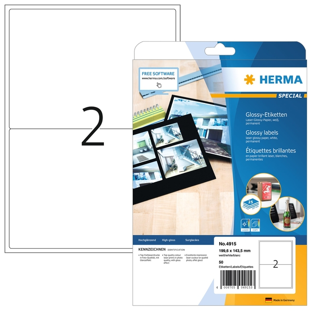 Etiket HERMA 4915 199.6X143.5mm glossy wit 50 etiketten-1