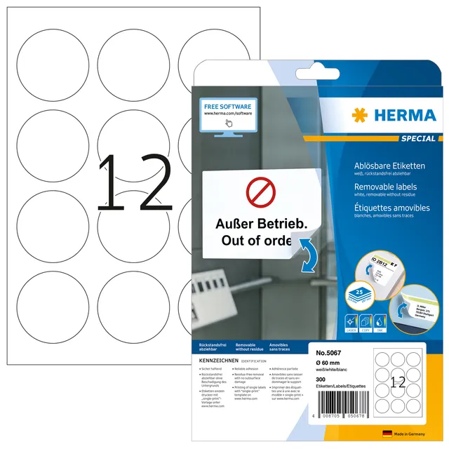 Etiket HERMA 5067 60mm verwijderbaar wit 300 etiketten-1
