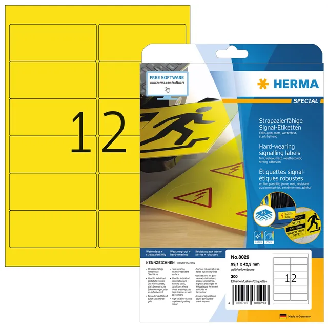 Etiket HERMA 8029 99.1x42.3mm weerbestendig geel 300stuks-1