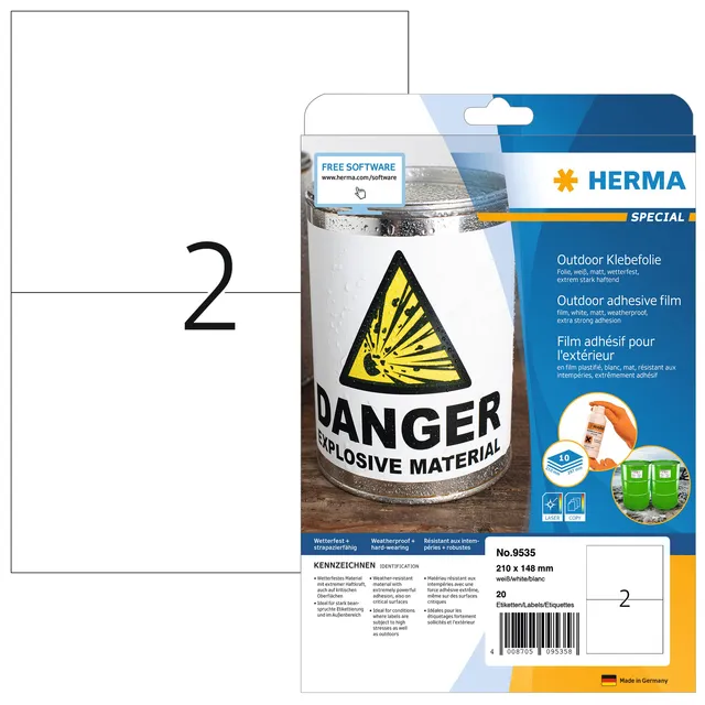 Etiket HERMA 9535 210x148mm weerbestendig wit 20stuks-1