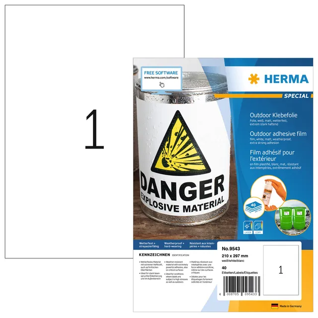 Etiket HERMA 9543 210x297mm weerbestendig wit 40stuks-1