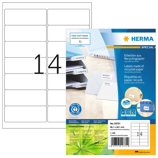 Etiket HERMA recycling 10731 99.1x38.1mm 1120stuks wit-1