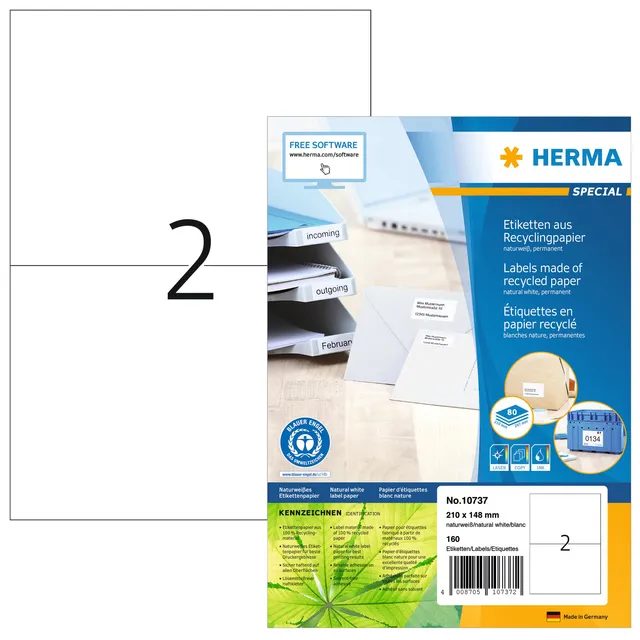 Etiket HERMA recycling 10737 210x148mm 160stuks wit-1