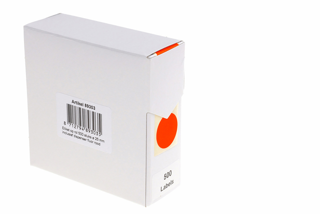 Etiket Rillprint 25mm 500st op rol fluor rood-1