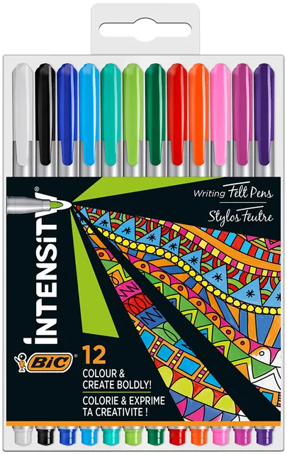Fineliner Bic Intensity medium assorti pak à 12 stuks-1