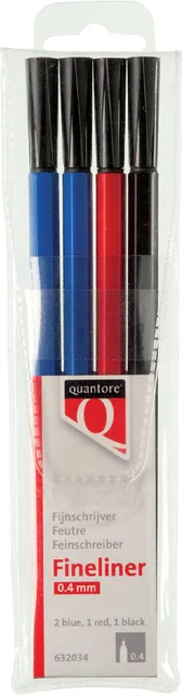 Fineliner Quantore rond 0.4mm assorti 4stuks-1