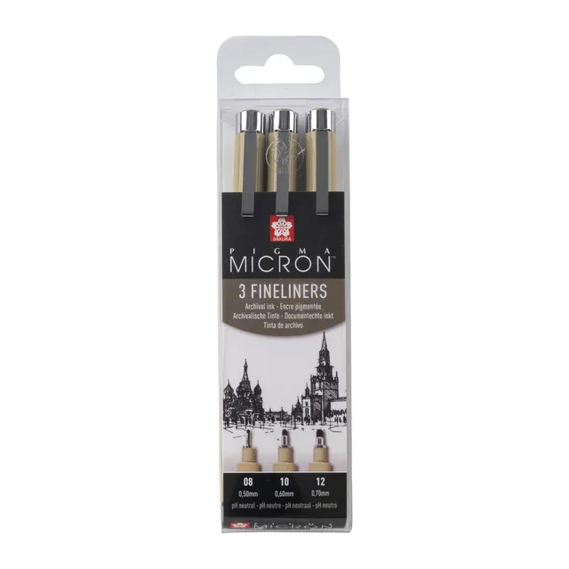 Fineliner Sakura Pigma Micron set à 3 schrijfbreedtes zwart-1