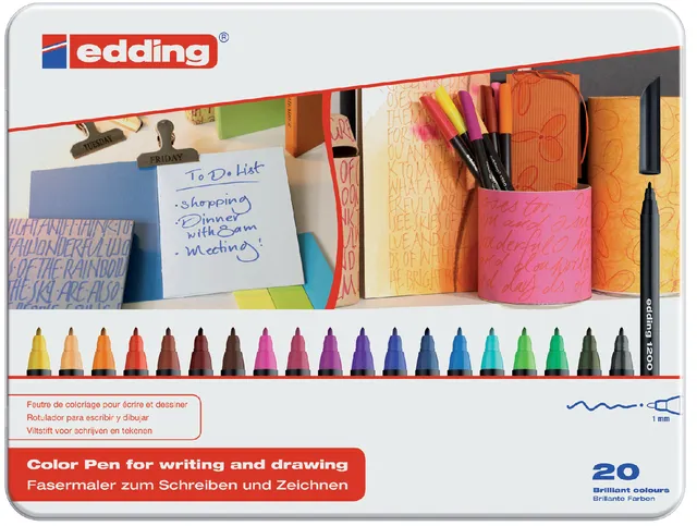 Fineliner edding 1200 fijn assorti blik à 20 stuks-1